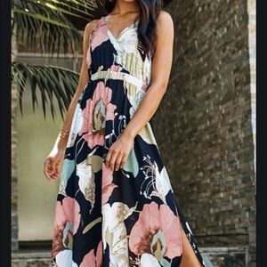 Cupshe Flora Print Halter Maxi Dress